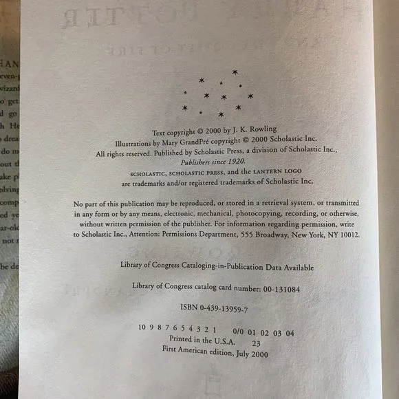 Harry Potter and the Goblet of Fire Hardcopy 1st Ed HC DJ book 1st print - Picture 2 of 6